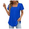 Ladies Color Square Neck Short Sleeve Ruched Breathable Short Sleeve Top