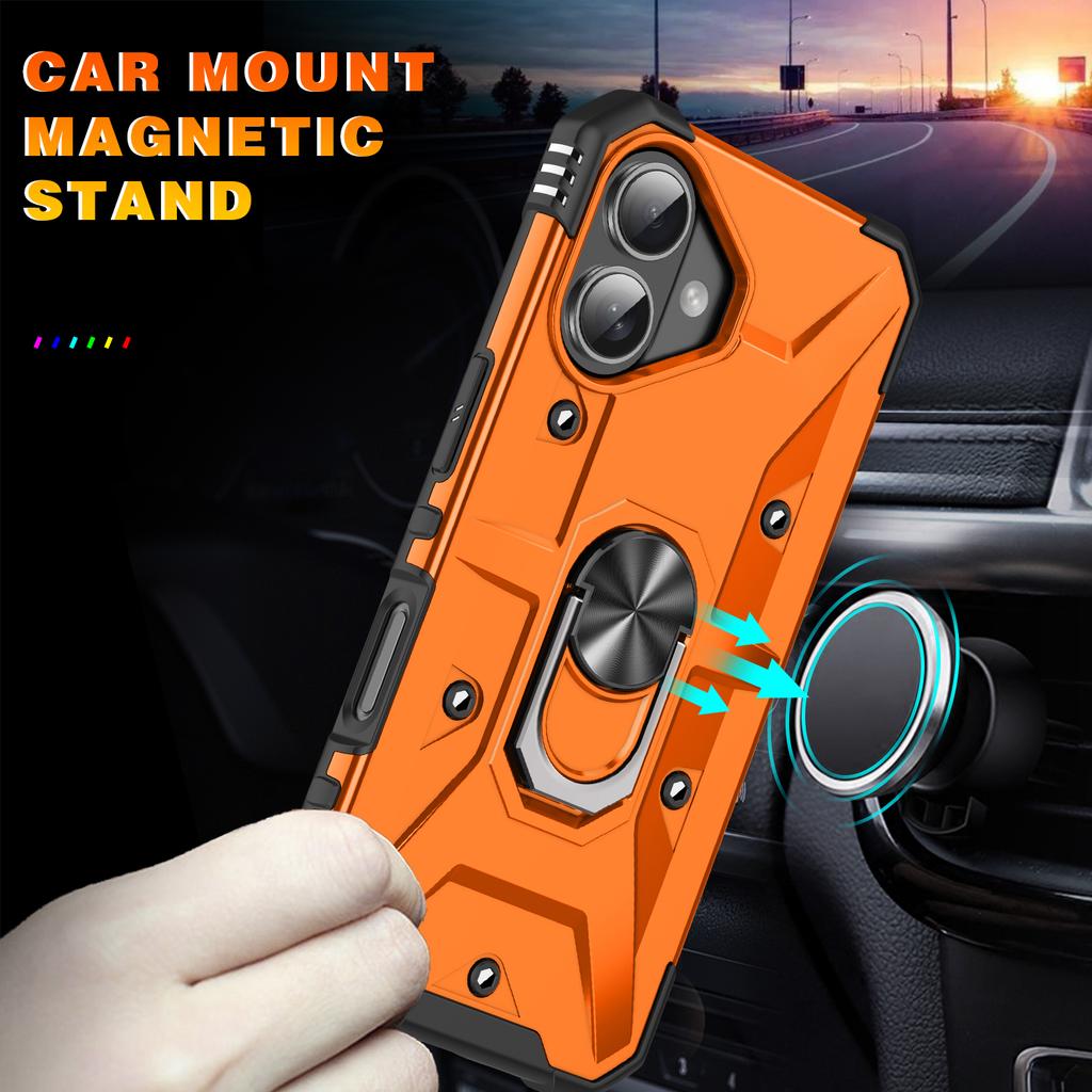 For iPhone 17 Pro Case PC + TPU Anti-Drop Phone Cover with Ring Kickstand
