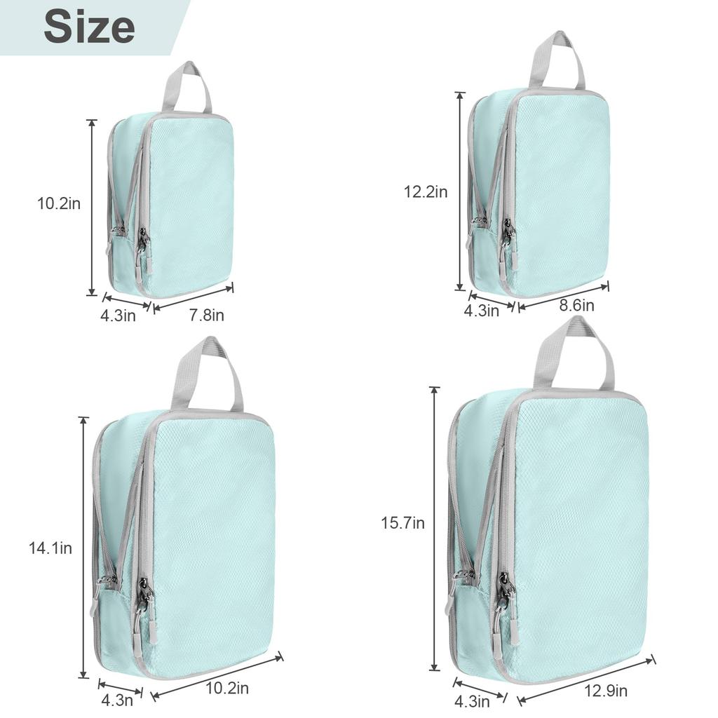3/4Set Compression Packing Cubes for Travel, Lightweight Space-Saving Extendable Packing Organizer for Carry on Luggage Suitcase