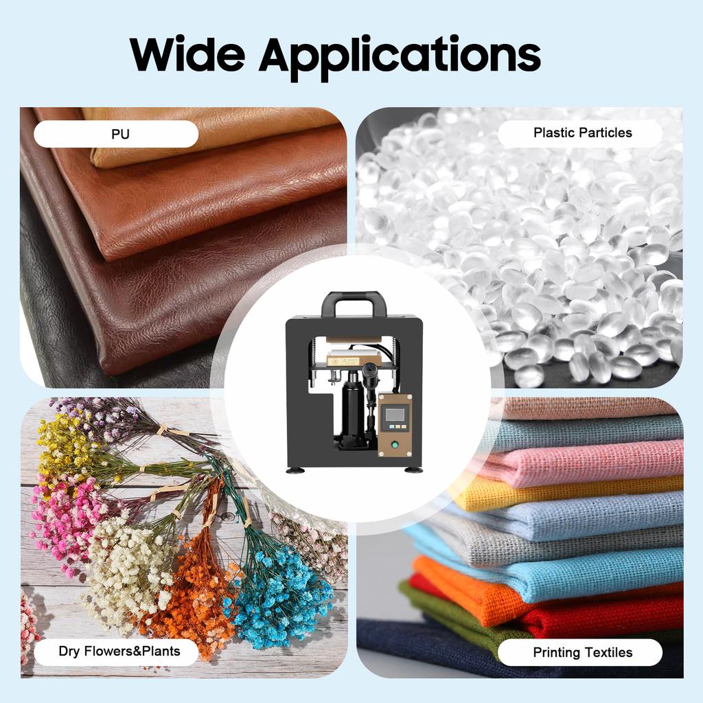 Professional 10T Heat Press Machine 900W 0-999s 0-400℉ for Oil Extraction Rosin PU Textiles DIY Home Shop Use