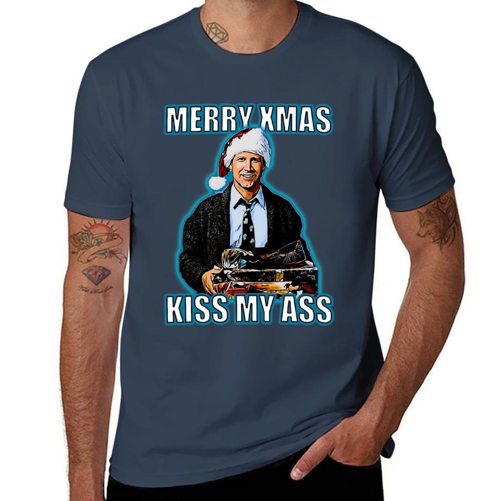 Merry Xmas Kiss My Tshirt Casual Basic Short Sleeve Tshirt