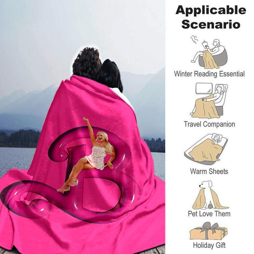 1pc pink girl Flannel Blanket Soft Warm Throw for Home, Office, Travel, All-Season Cozy Bedding GiftL1199