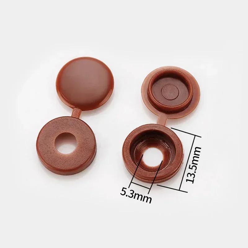 100Pcs Hinged Plastic Screw Cap Cover Nuts Fold Snap Protective Cap Button Screw Wood Furniture Decorative Nuts Bolts Hardware