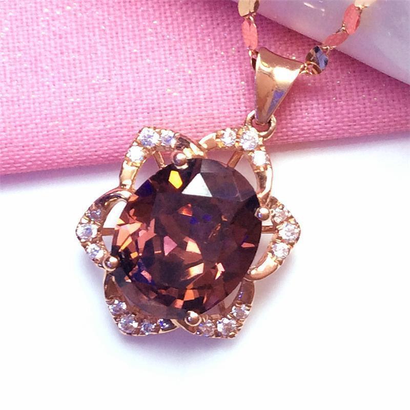 

Exquisite Purple Gold-Plated Rose Gold Inlaid With Smoke-Colored Zircon Lace Egg Surface Luxury High-End Pendant Women S Collarbone Chain