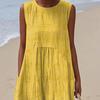 Women's Sleeveless Tank Dress 3D Printed Crew Neck Tunic Dress Casual Beach Vacation Sundress with Pockets