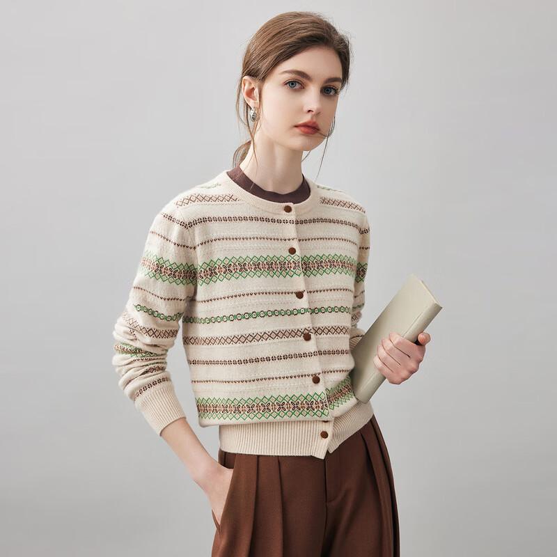 Women's Fair Isle Striped Cashmere Cardigan