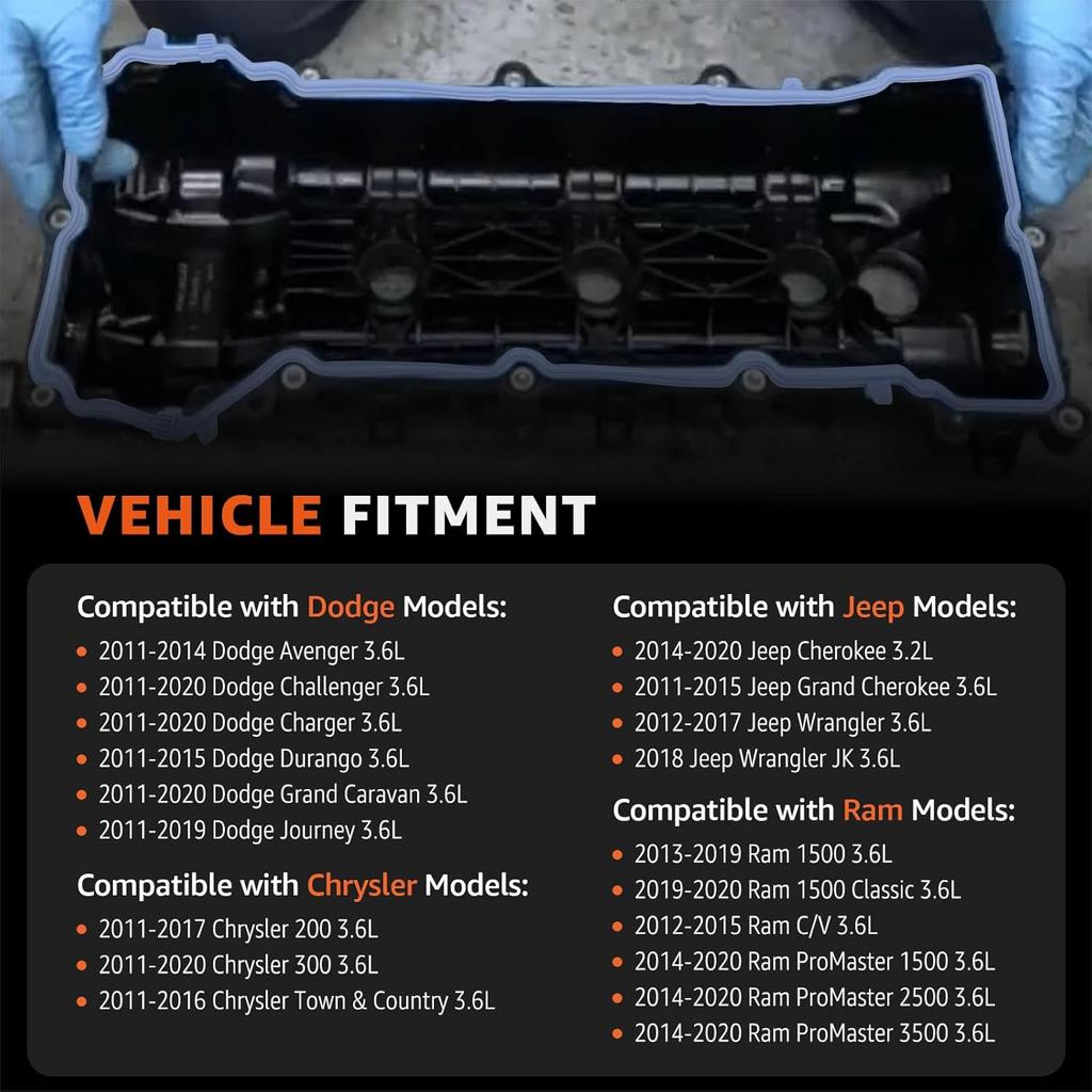 3.6L Valve Cover Intake Manifold Gasket Set Replacement For Jeep Dodge Chrysler 200 300 Wrangler Cherokee Challenger Charger Durango Journey Ram