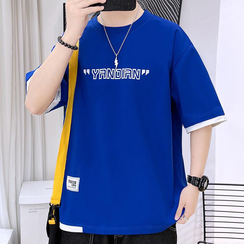 Men's Short-sleeved T-shirt Summer Casual Loose Five-point Sleeve T-shirt