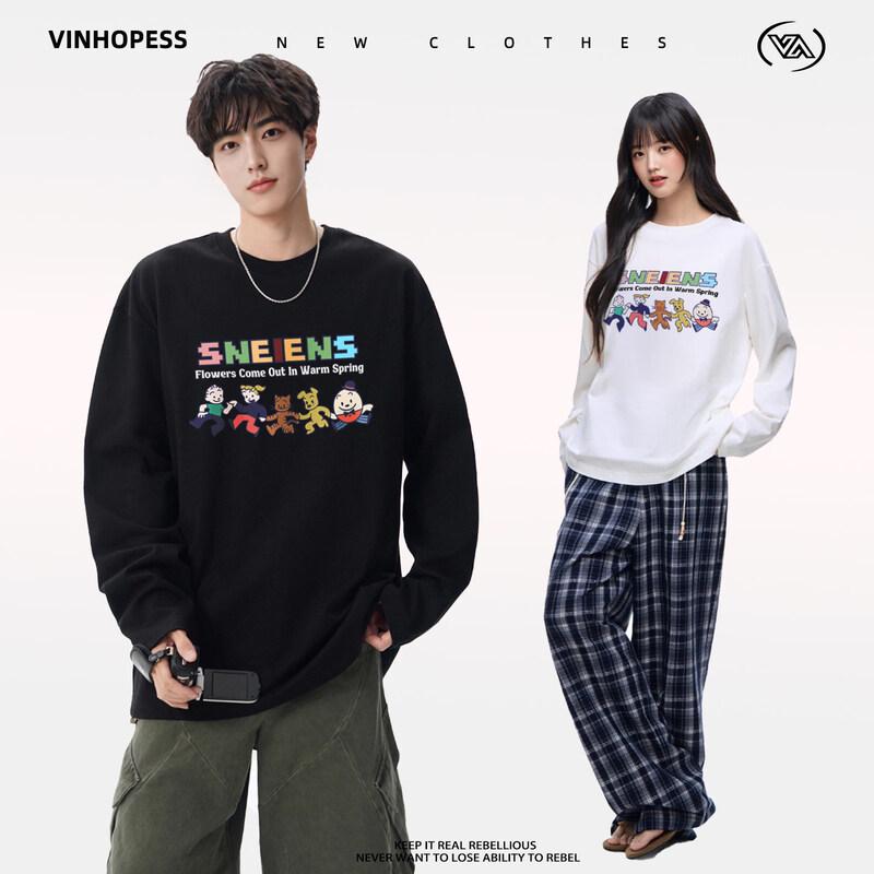 

Weihongsi Unisex Cartoon Doll Print 260g Cotton Long Sleeve T-Shirt L