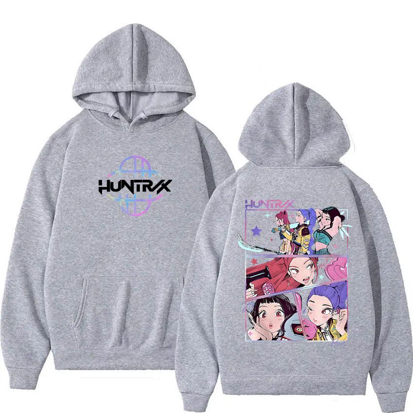 K-pop Demon Hunters Cartoon Graphic Hoodies Mens Women Casual Sweatshirts Vintage Long Sleeves Loose Fleece Hooded