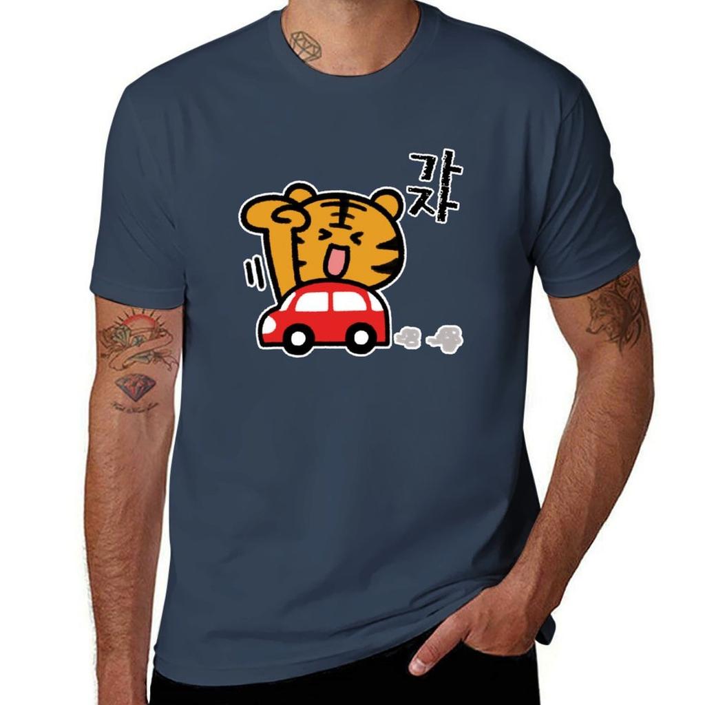 Tiger In Car Gaja Lets Go TShirt T Shirt Man Cotton T Shirt Man Luxury TShirt