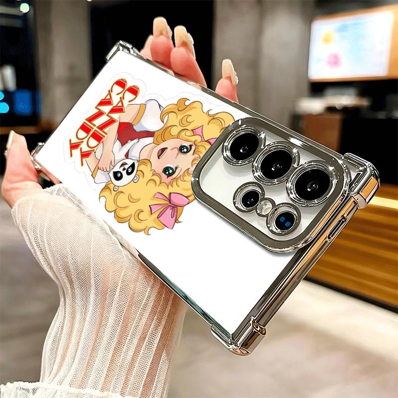 Anime Candy Candy Plating Phone Case For Samsung Galaxy S24 S25 FE S26 Edge S23 Ultra S22 S21 Plus S20 Anti-Fall Airabag Cover