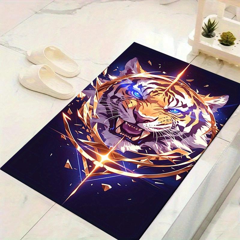 

1pc Brave Tiger Print, Design Indoor Area Rug - Soft, Anti-Slip, and Durable Gaming Room Decor for Bedroom 60cm by 90cm