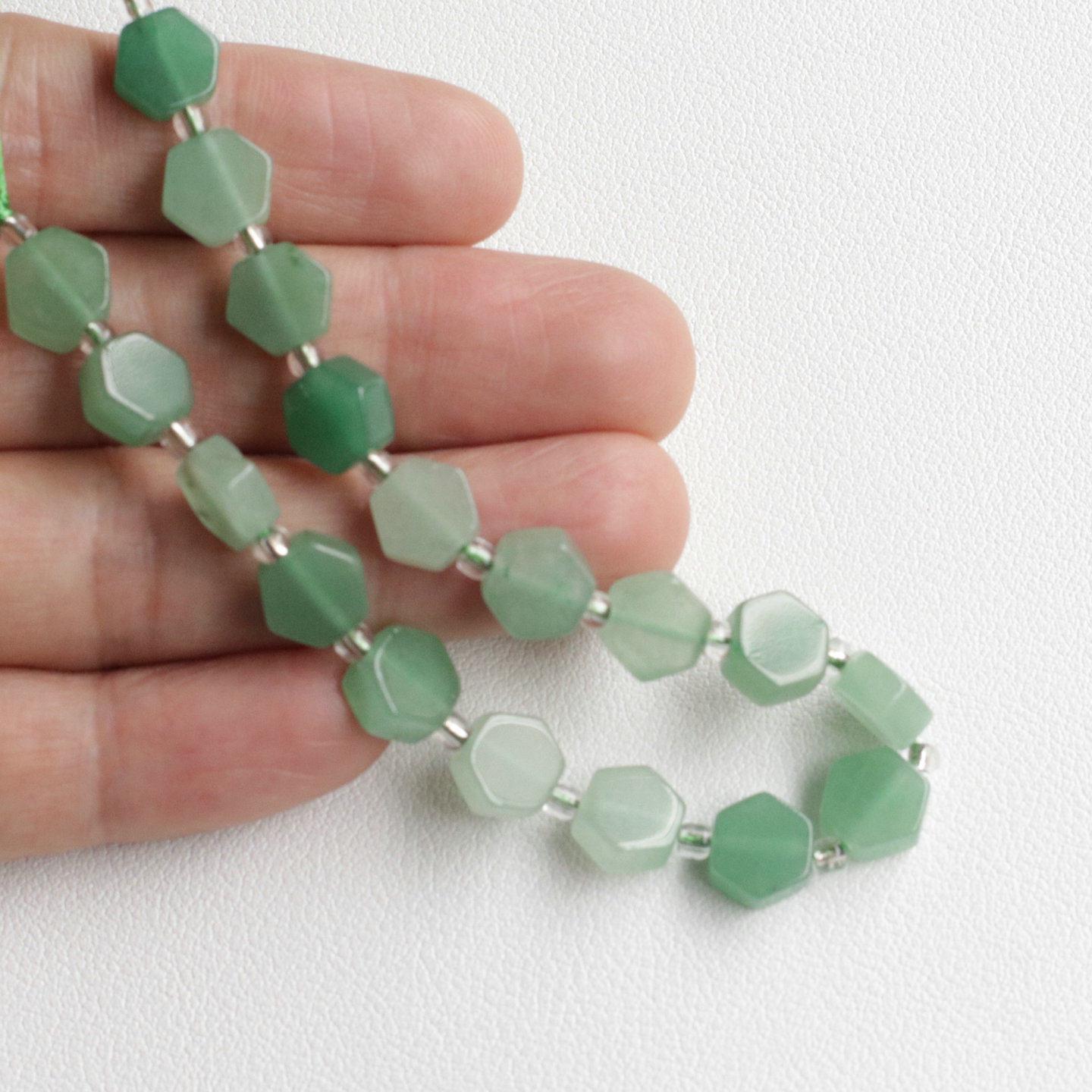8-10mm Natural Hexagonal Crystal Stone Beads Strand for DIY Jewelry Making