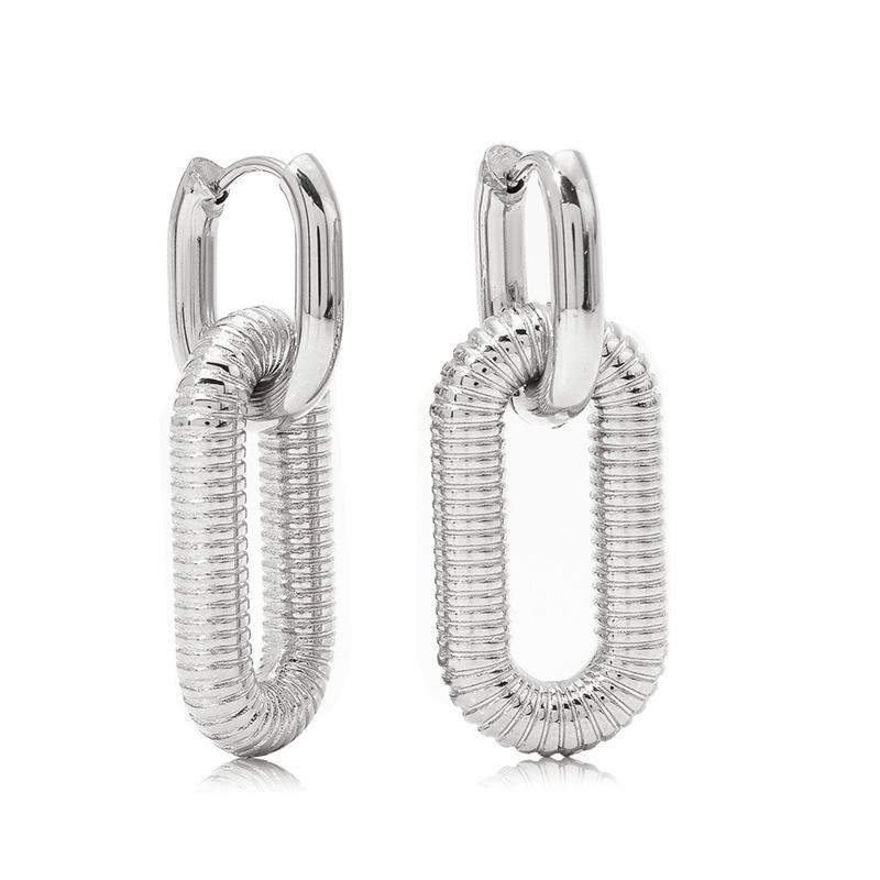 Retro Double Loop Design Drop Earrings Gold Color Geometric Round Hoop Earrings for Women Girls Punk Hip Hop Fashion Jewelry