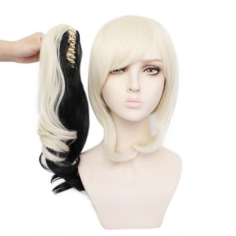 Halloween Anime Wigs Cosplay Wigs Costumes Peluca Styled Curly Synthetic Ponytail Heat Resistant Hair Halloween Party Prop