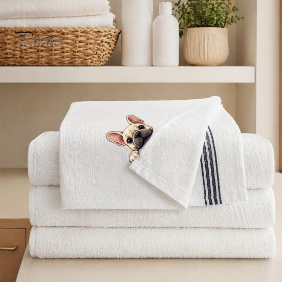 Embroidered Puppy Tea Towel Cute Towel, Corgi Dachshund Kitchen Dish Absorbent Decorative Guest Towels Quick Dry Hand for Dog Lovers Bathroom
