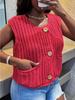 European & American Women's Chunky Knit Vest with Large Buttons