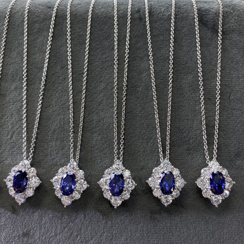 100 %S Color Sapphire Pendant Necklaces Sparkling High Carbon Women Diamond Nuptial Bridal Event Gathering Fine JewelryTrendy