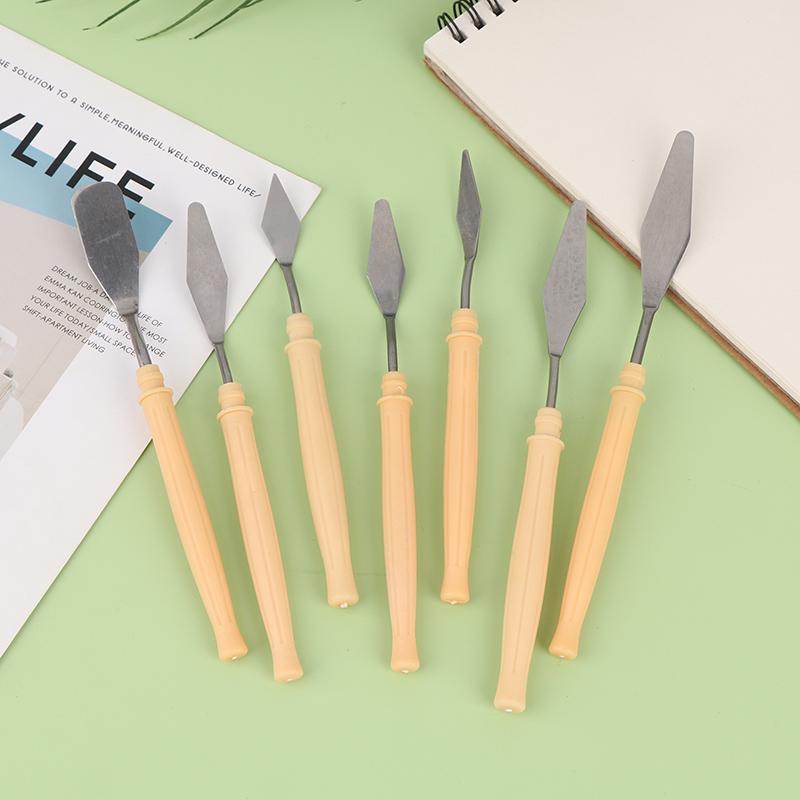 7Pcs Stainless Steel Oil Painting Knives Artist Crafts Spatula Palette Knife Mixing Knife Scraper Art Tools