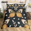 Death Moth Duvet Cover Set Queen Size Gothic Skull Boho Comforter Cover Black and White Skeleton Decorative Soft Bedding Set