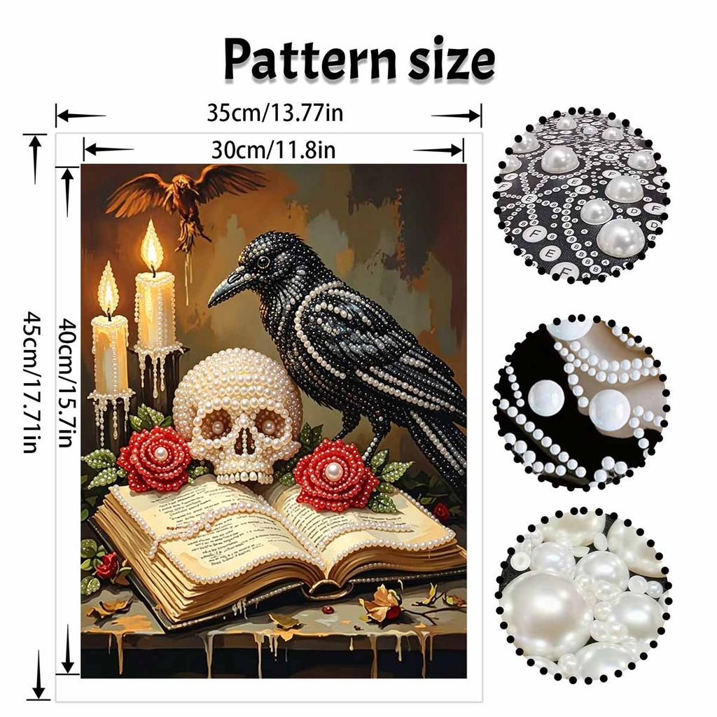 Halloween pearl painting art full pearl handmade diy home decorations raven crow skull roses candles book ornaments creative crafts