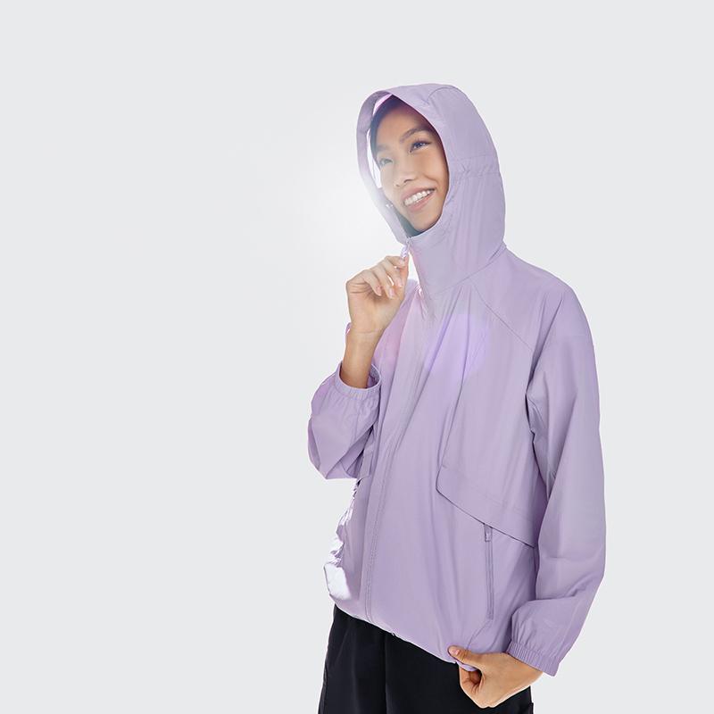 Li Ning CF Ultraviolet Protection UPF 50+ Cool Lightweight Sun Protection Clothing Women outerwear Purple AFDU714-1