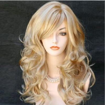 Ladies Long Wavy Natural Heat Resistant Hair Synthetic Wig Mix Blonde Brown Red Black Wigs for Women