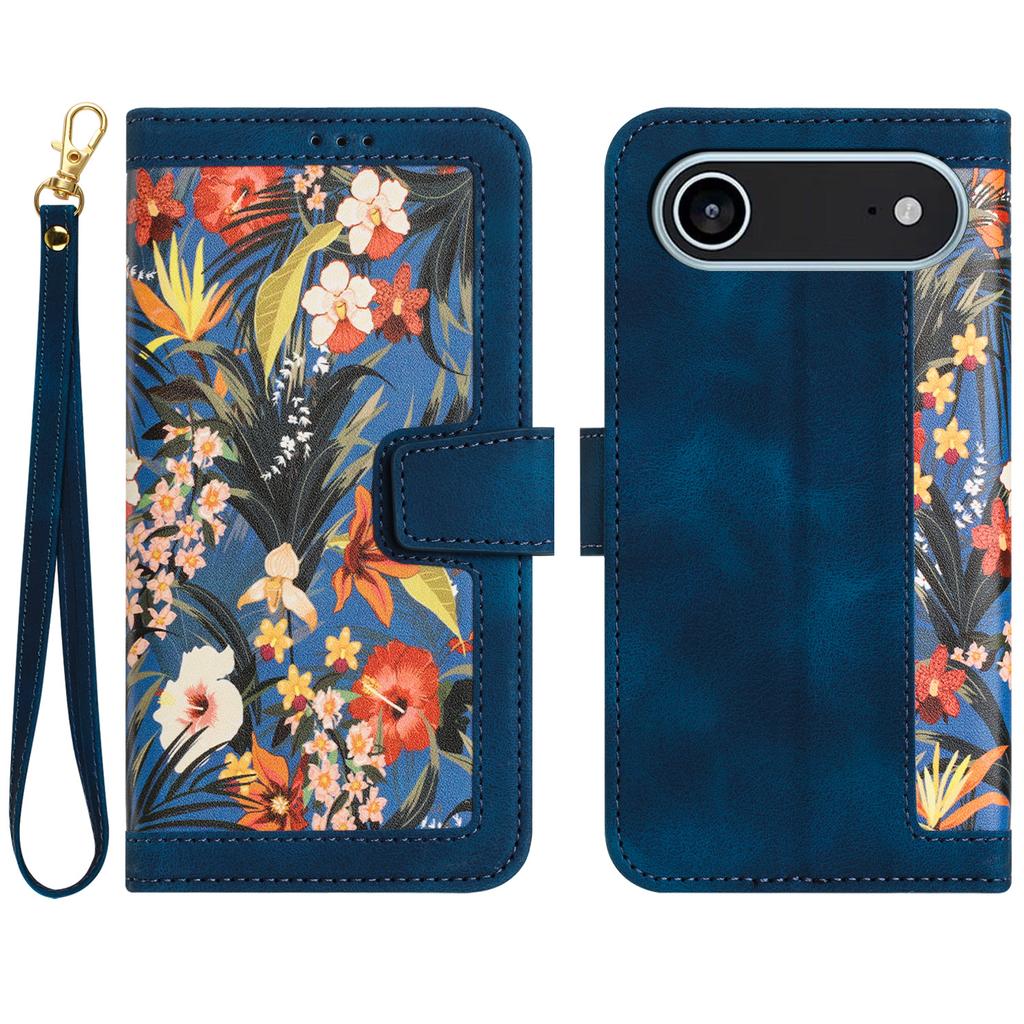 For iPhone 17 Air Case PU Leather Floral Phone Cover with Card Slots