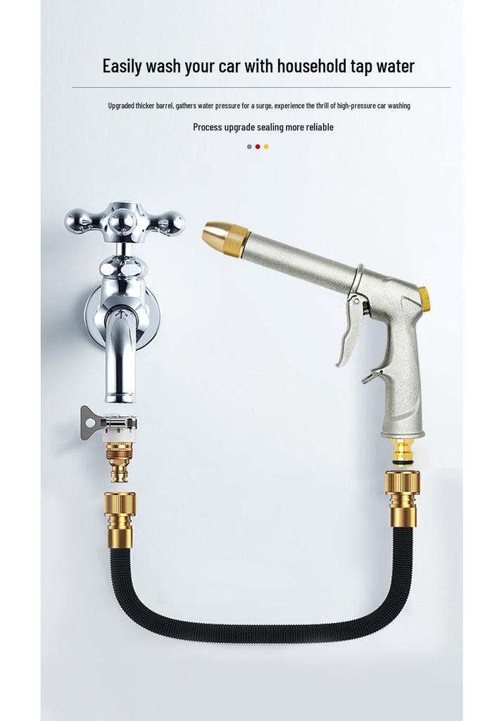High-Pressure Car Wash Water Gun Set with Retractable Hose and Foam Pot