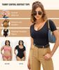 Damen Kurzarm Body Shapewear zur Bauchkontrolle Nahtlose T-Shirts Taillentrainer Schlankmachender Body Shaper Tanktops