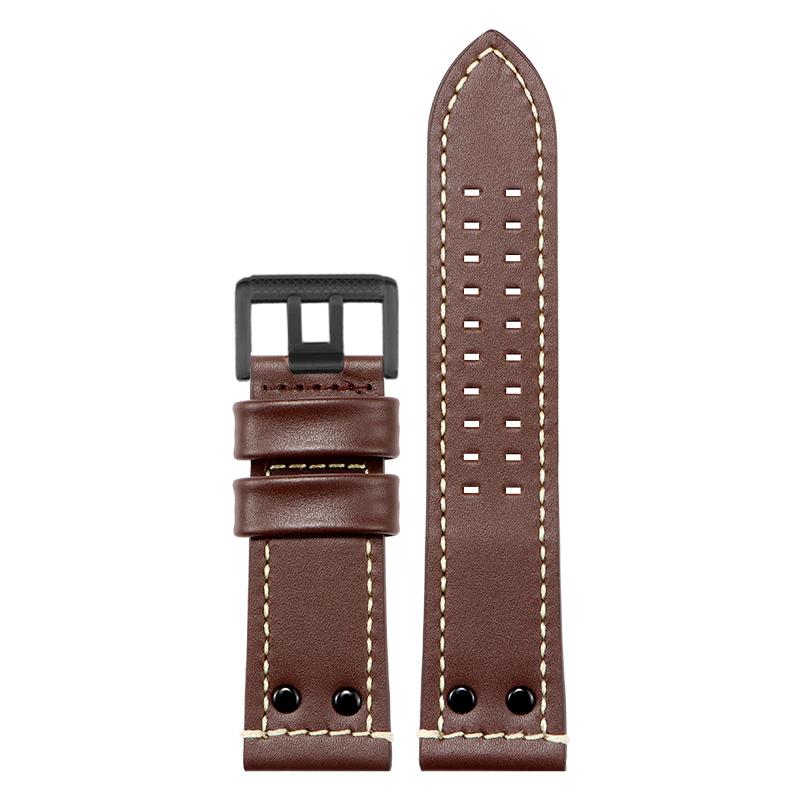 Para Luminox 1879 1920 1921 1925 1927 Pulseira de couro para relógio 26mm pulseira de pulso masculina pulseira de relógio militar acessórios Com rebite