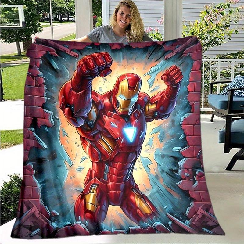 1pc Iron Man Printing Blanket - Soft, All-Season Throw for Living Room, Bedroom,Personalized Gift with Adorable Cartoon Design