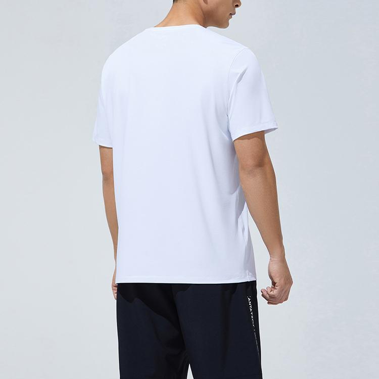 Anta Solid Color Pullover T-Shirt And Mid-Waist Straight Leg Shorts Casual Sports Set Men Sets White 952327202-1