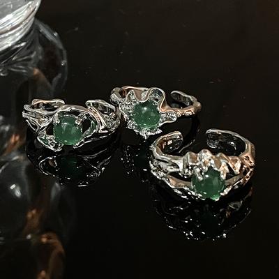 National Style Jade Open Ring Fold Irregular Cold Wind Light Luxury High Sense Niche Ring