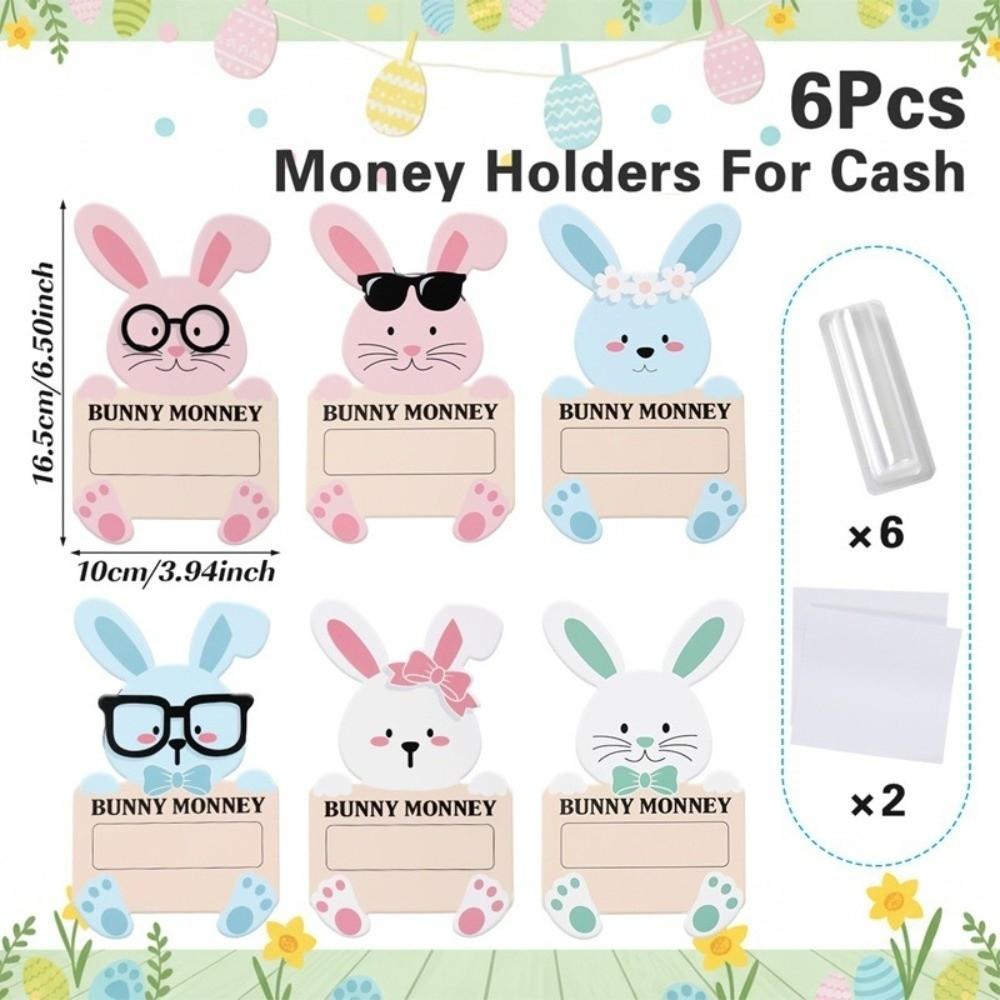 6PCS/SET Portable Bunny Banknote Card Funny Money Wallet Gift Card Holder  Home Decorations