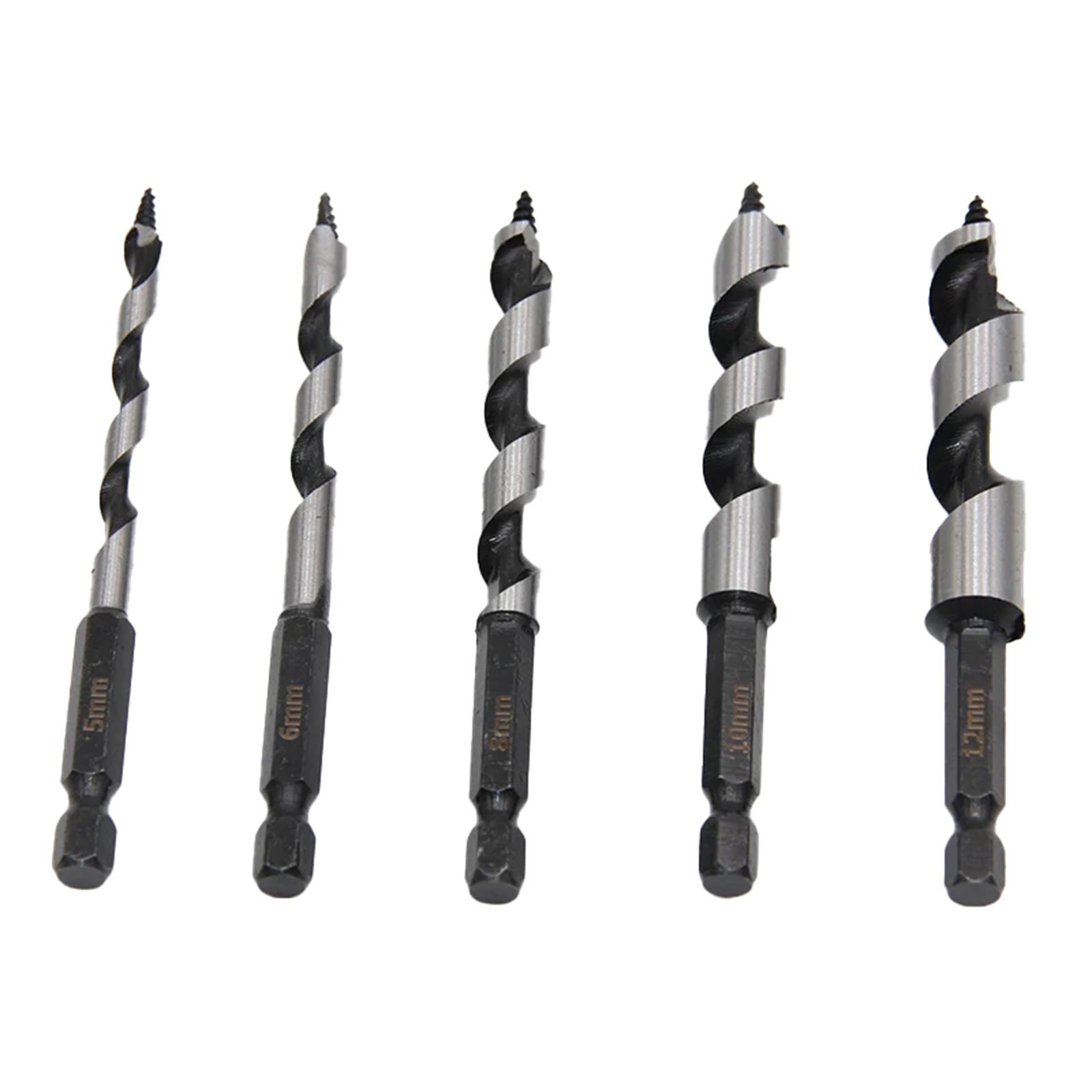 

Auger Drill Bits with Comfort Grip 5Pcs Hexagonal Handle Twist Drill Woodworking Equipment Kit for DIY Projects 1
