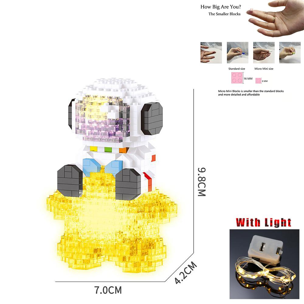 LED Mikro-Bausteine Weltraumserie Leuchtende Astronautenfigur DIY Bausteine Set mit Licht DIY Bausteine, Weihnachtsgeschenk für Kinder
