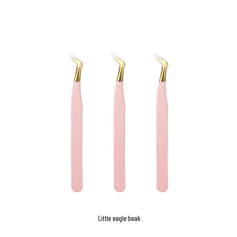 High Precision Stainless Steel Eyelash Extension Tweezers in Light Pink Mesh Pattern