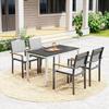 Garden Table, Aluminum, 120x70 Cm, Weatherproof Balcony Table with Wood Look, for 4-6 People, Black