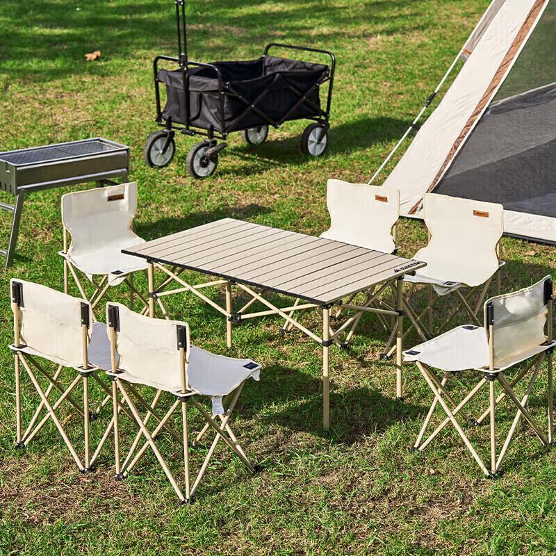 Suncojia Outdoor Portable 7-Piece Aluminum Folding Table & Chair Set