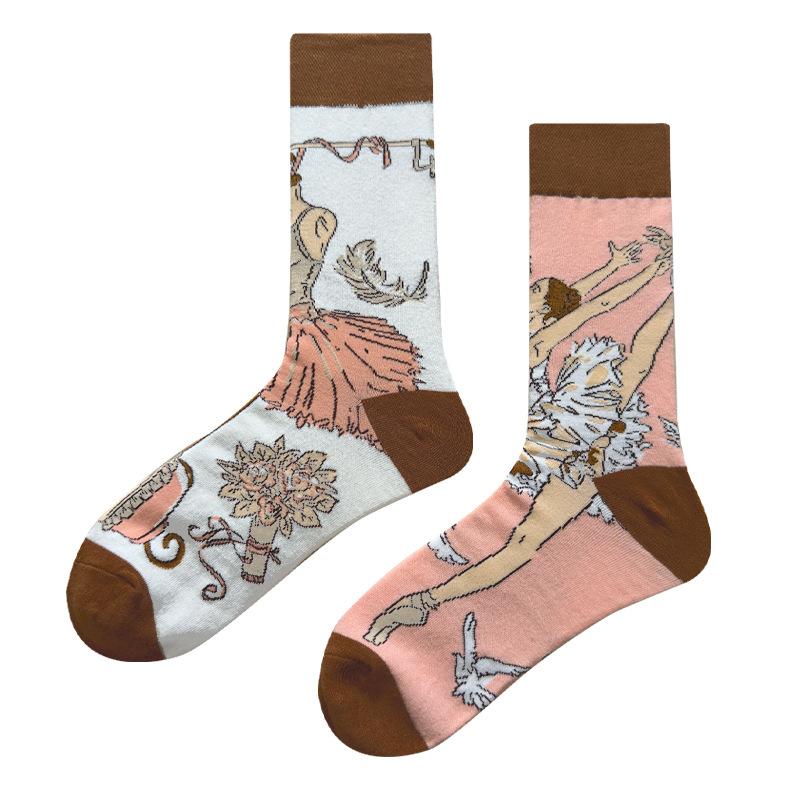 Ny Mode AB Asymmetriska Mandarinanka Herr- och Damsockor Tecknad Mode Roliga Söta Djur Mellanhöga Bomullssockor