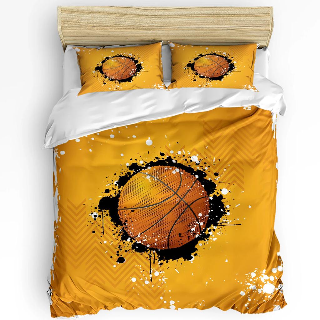Basketball Silhouette Sports Bedding Set 3pcs Duvet Cover Pillowcase Kids Adult Quilt Cover Double Bed Set Home Textile