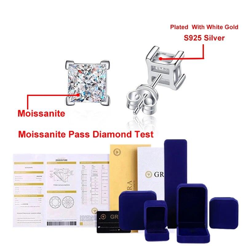 D Color 1ct  Moissanite Stud Earrings For Women Luxury Jewelry Original 925 Sterling Diamond Wedding Party Earring Gift