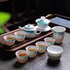 Vintage Hand-painted Mutton Fat Jade Ceramic Kung Fu Tea Set