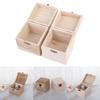 Square Wooden Box Vintage Metal Clasp Flip-top Lid