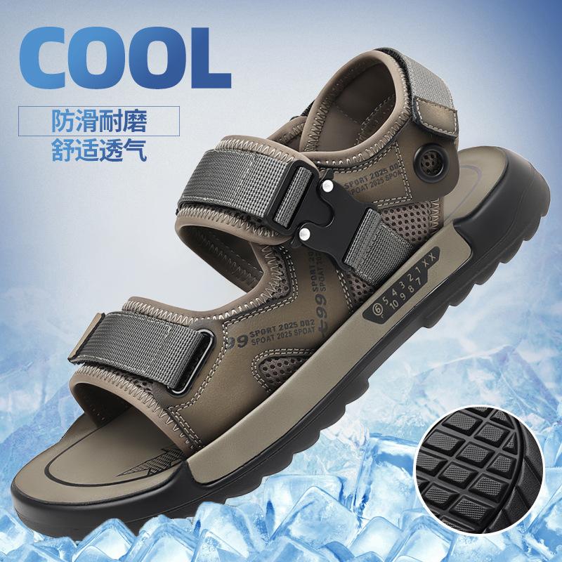 Summer Driving Non-slip Outdoor Slipper Shoes for Men Sports Casual Beach Shoes Sandals Male Retro Leather Sandals Man