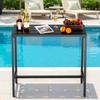 Outdoor Bar Table, 100 X 37.5 Cm Patio Bar Table, Waterproof Top & Sturdy Metal Frame, Rectangle Counter Height Dining Tables, Outdoor Furniture for