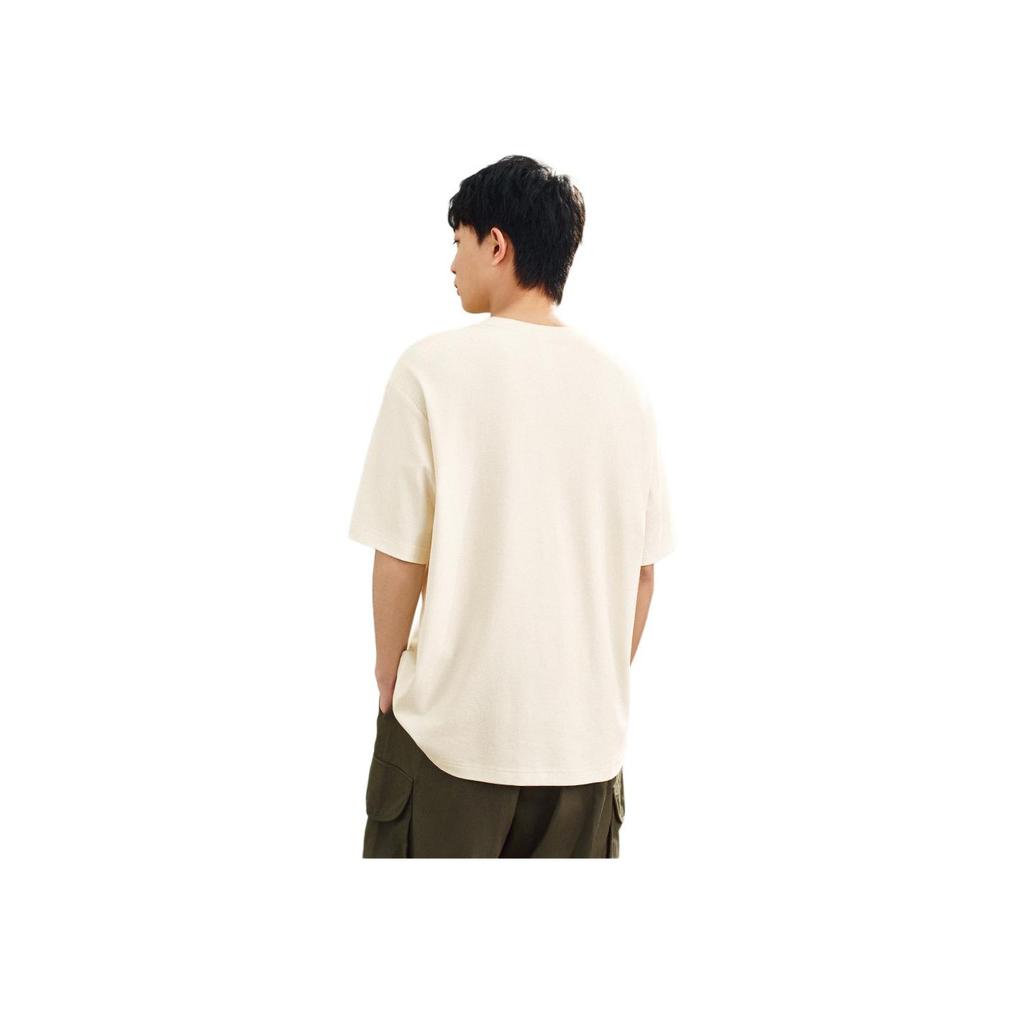 Anta Bequemes Lässiges Einfaches Einfarbige Lockere Drop Shoulder Vielseitig Atmungsaktiv Kurzarm T-Shirt Herren Oberteile Warm-Sonne-Weiß 152527161-2