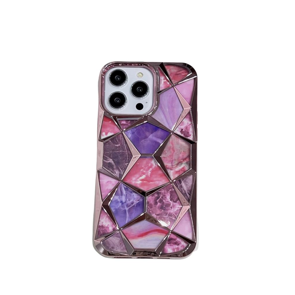Applicable to iPhone15 electroplated marble mobile phone case Apple 14promax water cube 13 anti-drop 12 protective case